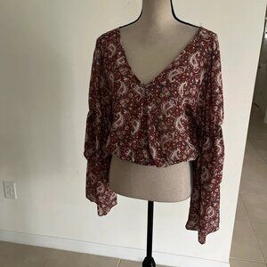 NWT peach love California medium crop boho shirt